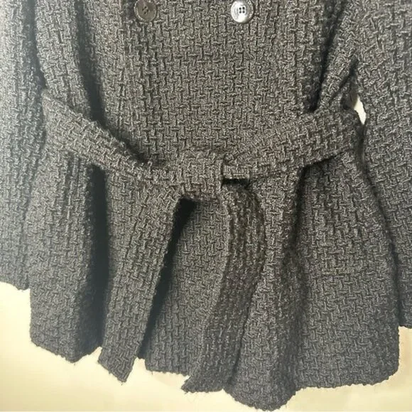 Calvin Klein Wool Knit Pea Coat Belt Warm Pockets Collar size 12p - Picture 4 of 12